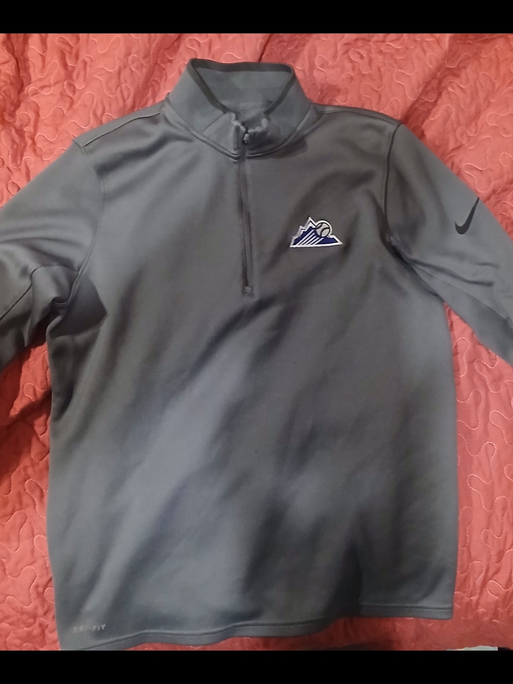 Nike Gray Quarter-Zip Pullover with Mountain Logo